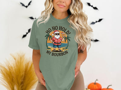 Ho Ho Ho Hold My Bourbon Funny Santa Shirt