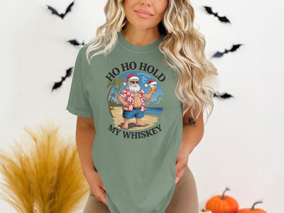 Ho Ho Hold My Whiskey Santa Graphic T-shirt