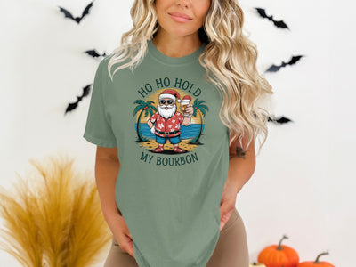 Ho Ho Hold My Bourbon Santa Beach Drinking Shirt