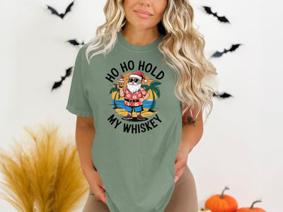 Ho Ho Hold My Whiskey Funny Christmas T-Shirt