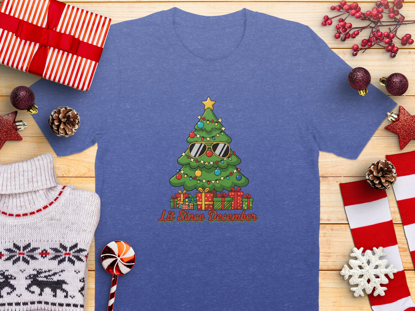 Lit Since December Christmas Tree Design Shirt