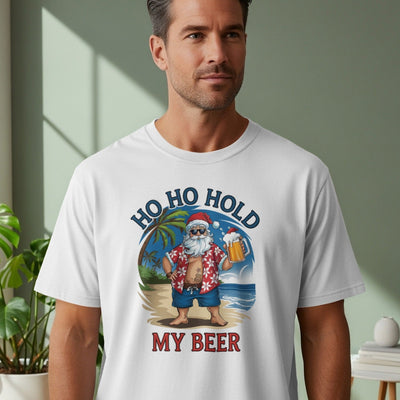 Ho Ho Hold My Beer Santa Claus Graphic Tee