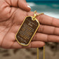 To My Bonus Son Necklace from Bonus Mom – gold dog tag held in hand to show size