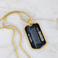 To My Grandson Necklace from Grandpa – 18k gold finish dog tag necklace on white marble