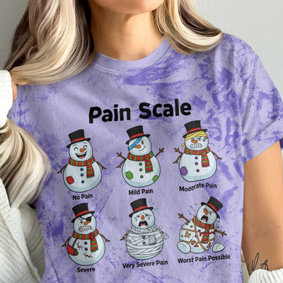 Pain Scale Snowmen Funny Graphic Tee