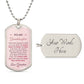 To My Granddaughter Necklace from Grandma – silver dog tag with optional custom engraving on the back