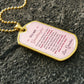 To My Granddaughter Necklace from Grandma – gold dog tag necklace on dark stones