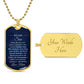 To My Son Necklace from Mom – 18k gold finish dog tag with optional custom engraving on the back