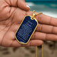 To My Grandpa Necklace from Granddaughter – gold dog tag held in hand to show size