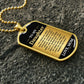 To My Daughter Necklace from Mom – gold dog tag necklace on dark stones