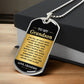 To My Grandson Necklace from Grandma – silver dog tag necklace resting on a gift box