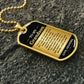 To My Grandson Necklace from Grandma – gold dog tag necklace on dark stones