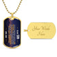 To My Son Necklace from Dad – 18k gold finish dog tag with optional custom engraving on the back