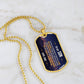 To My Son Necklace from Dad – 18k gold finish dog tag necklace on white marble