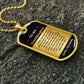 To My Granddaughter Necklace from Grandpa – gold dog tag necklace on dark stones