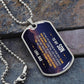 To My Son Necklace from Dad – silver dog tag necklace on slate with military ball chain