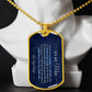 To My Man Necklace from Wife – gold dog tag necklace displayed on a bust