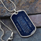 To My Man Necklace from Wife – silver dog tag necklace on slate with military ball chain