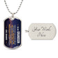 To My Grandson Necklace from Grandpa – silver dog tag with optional custom engraving on the back