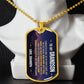 To My Grandson Necklace from Grandpa – gold dog tag necklace displayed on a bust