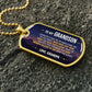 To My Grandson Necklace from Grandpa – gold dog tag necklace on dark stones