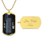 To My Son Necklace from Dad – 18k gold finish dog tag with optional custom engraving on the back