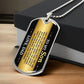 To My Son Necklace from Dad – silver dog tag necklace resting on a gift box