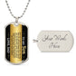 To My Son Necklace from Dad – silver dog tag with optional custom engraving on the back
