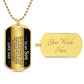 To My Son Necklace from Dad – 18k gold finish dog tag with optional custom engraving on the back
