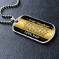 To My Daughter Necklace from Dad – dog tag necklace laid flat on a dark background