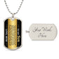 To My Son Necklace from Mom – silver dog tag with optional custom engraving on the back