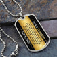 To My Daughter Necklace from Dad – silver dog tag necklace on slate with military ball chain