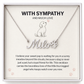 Dog memorial paw print name necklace on With Sympathy and Much Love message card in gift box