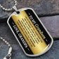 To My Grandson Necklace from Grandpa – video showing the dog tag message, silver and gold options, and how it looks worn