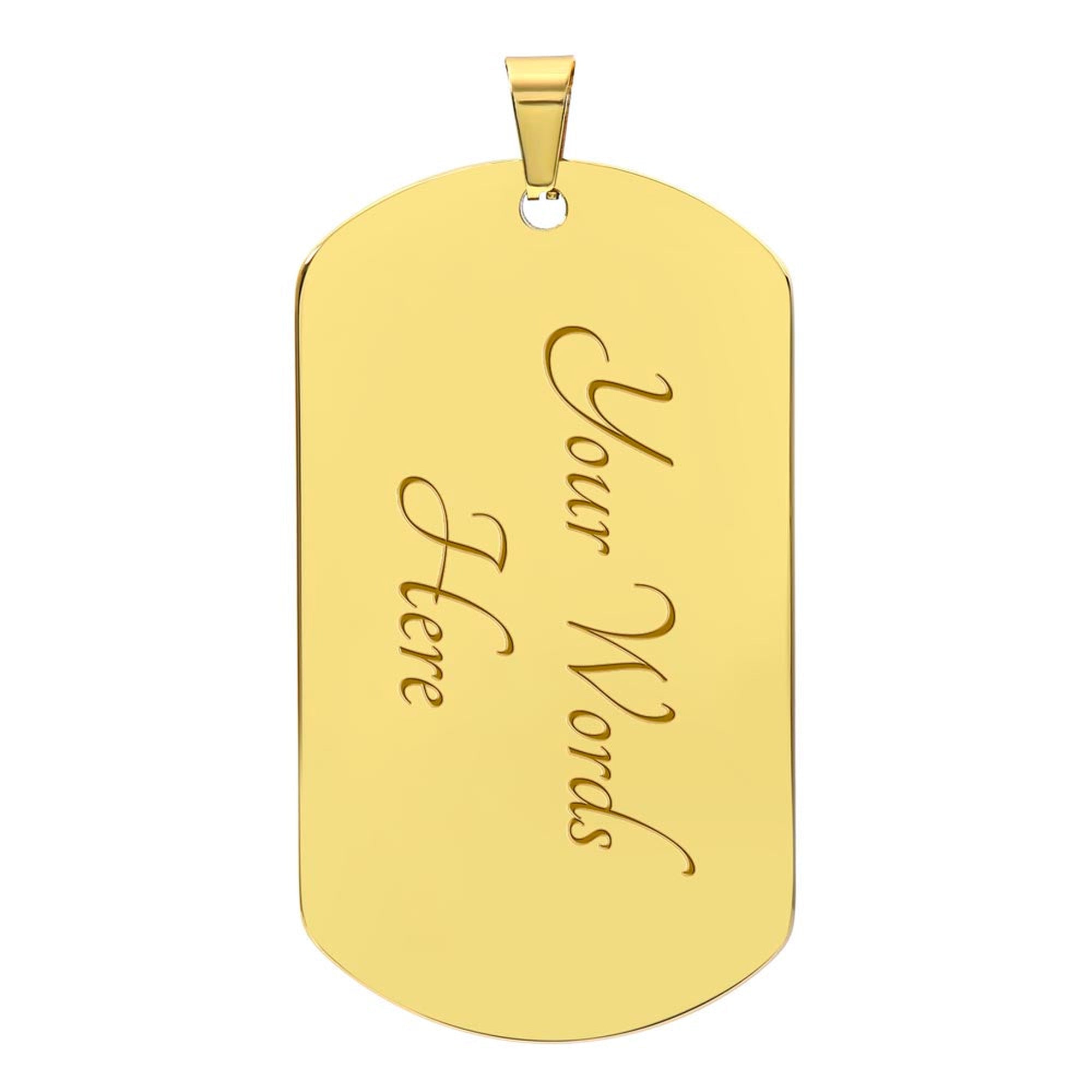 Engravable gold back of the To My Granddaughter tag reading Your Words Here