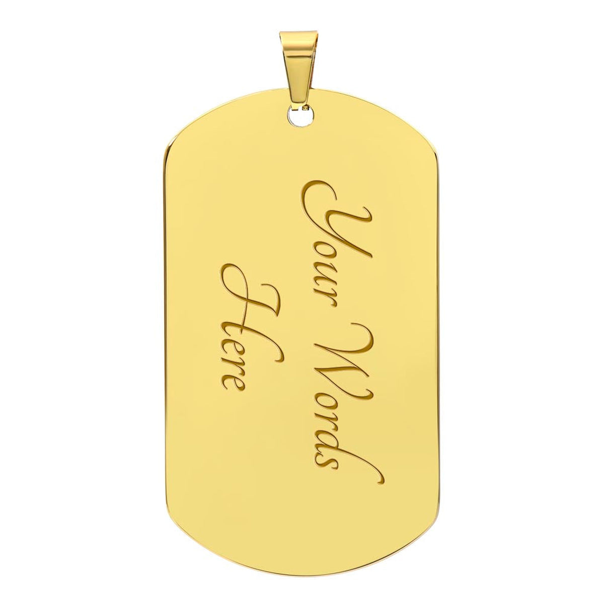 Engravable gold back of the To My Granddaughter tag reading Your Words Here