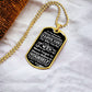 To My Grandson, From Grandpa Dog Tag – 18k gold finish dog tag necklace on soft fabric