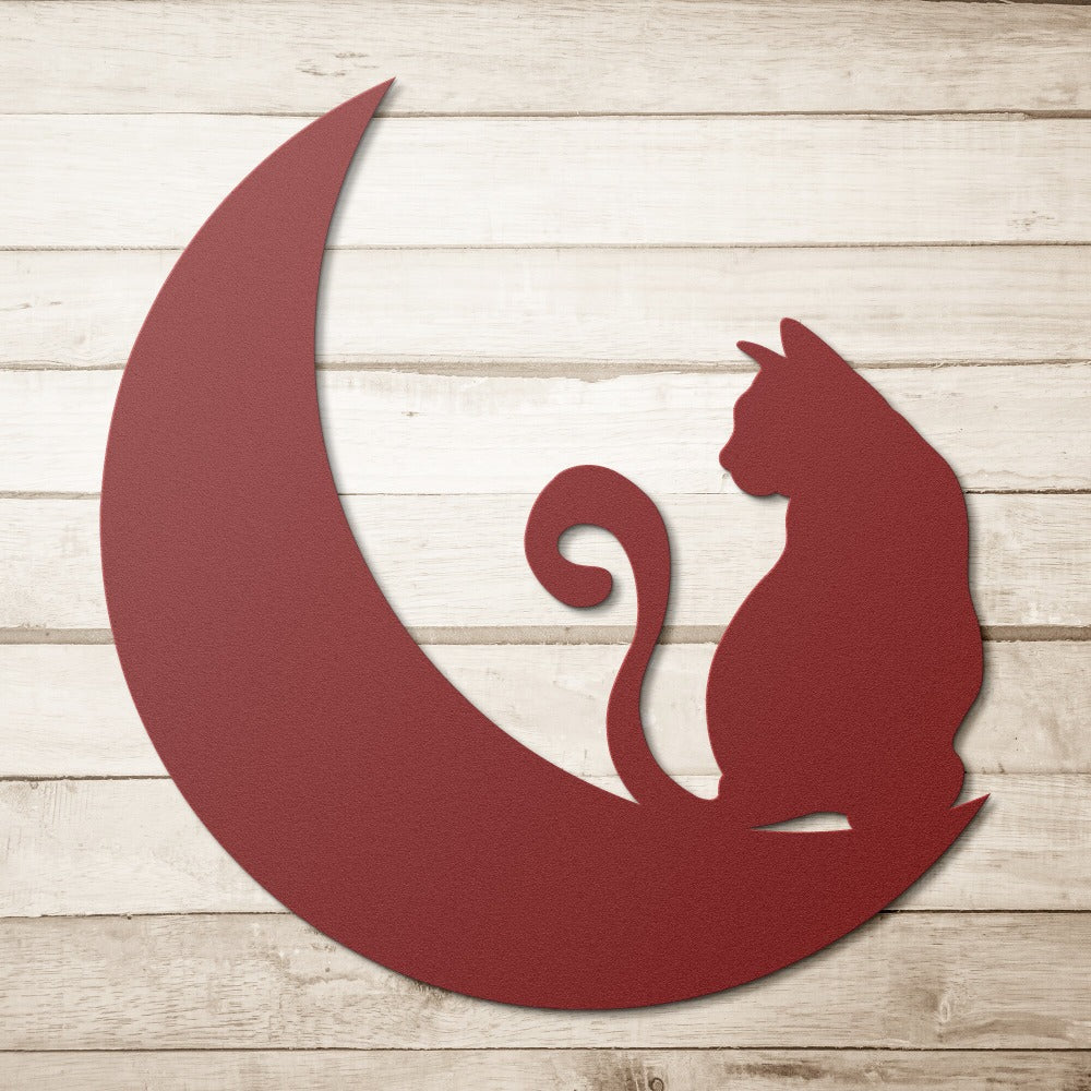 Red Cat Moon Art