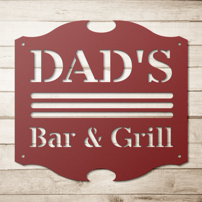 Dad's Bar and Grill Metal Sign